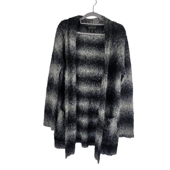 Rachel Zoe Los Angeles Wool/Alpaca Blend Black/Gray Open Cardigan Sweater M - Picture 1 of 5
